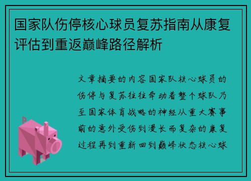 国家队伤停核心球员复苏指南从康复评估到重返巅峰路径解析 国家队伤停核心球员复苏指南从康复评估到重返巅峰路径解析